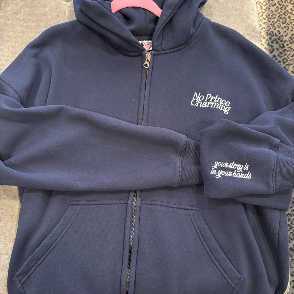 “No Prince Charming” Navy Hoodie - Brand New Without Tags - Sold Out Online - Picture 7 of 8